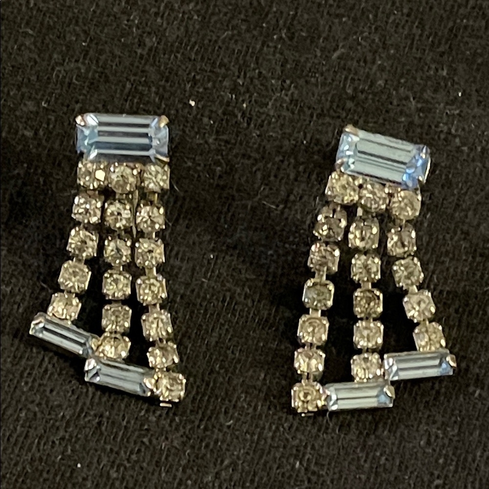 Dazzling Silver and Blue Gemstone Earrings